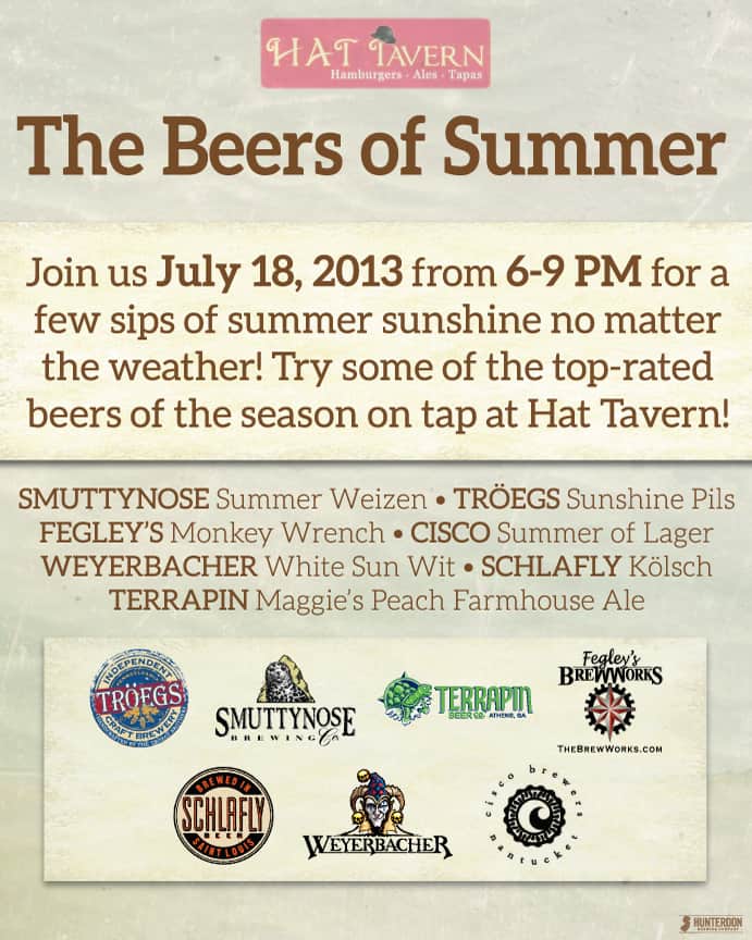 the beers of summer hat tavern