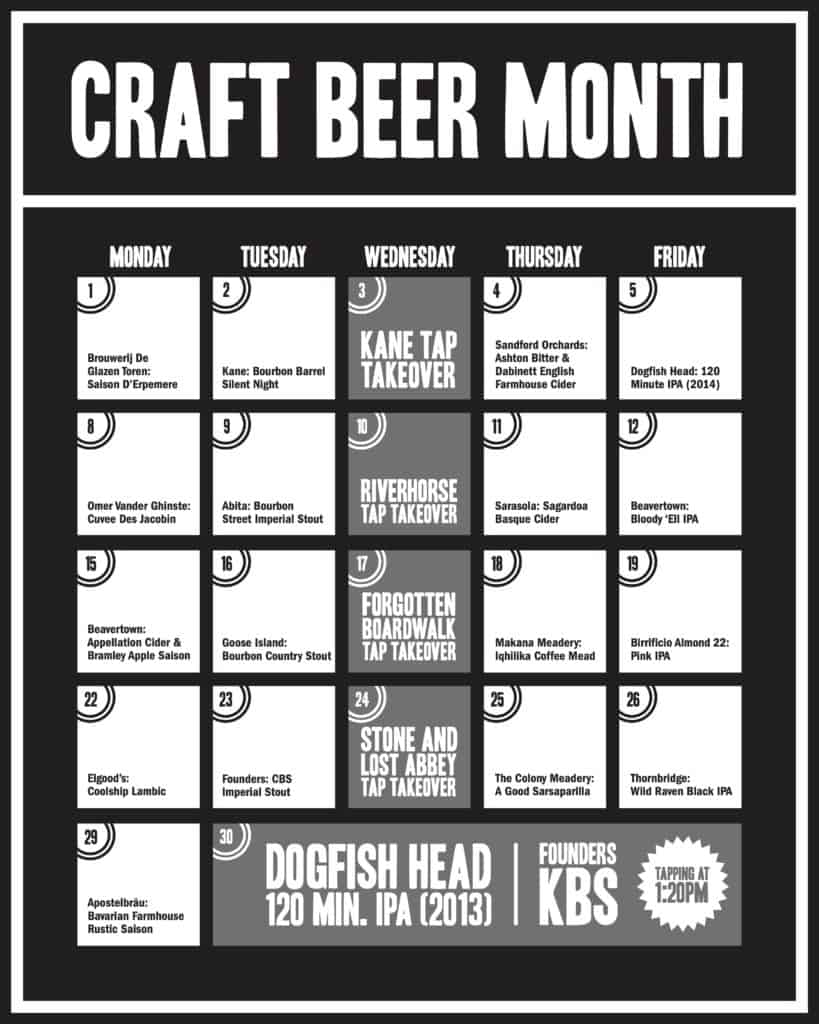 Brickwall Craft Beer Month Calendar