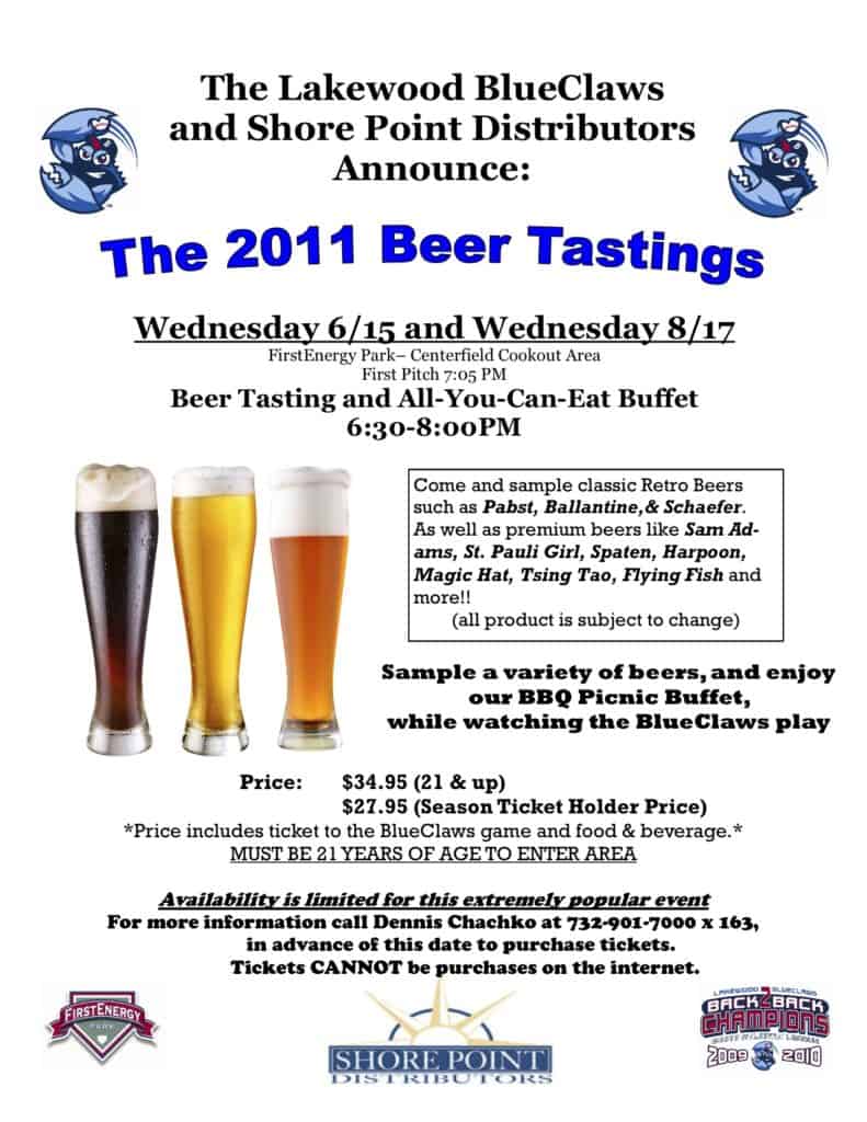 Blue Claws Beer Tasting